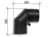 (image for) Flue pipe T600 knee 90° with soot flap adjustable Ø120mm black