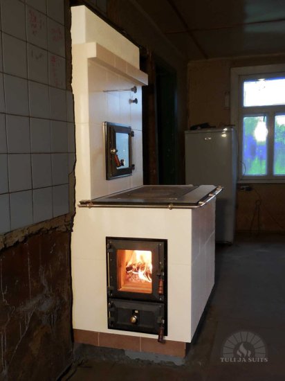 (image for) Hearth glassdoor with grate and ash-box wooden handles - Click Image to Close