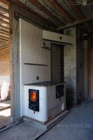 (image for) Hearth glassdoor with grate and ash-box wooden handles
