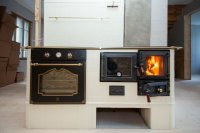 (image for) Baking oven with glass door wooden handles