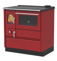 (image for) Woodburning cooker Alfa 85 with glass door red right 7kW