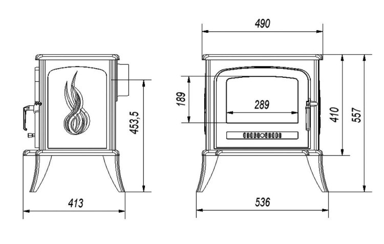 (image for) Cast iron fireplace Agnes 5kW black - Click Image to Close