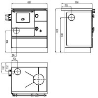 (image for) Woodburning cooker Alfa 70 with glass door beige left 7kW