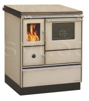 (image for) Woodburning cooker Alfa 70 with glass door beige left 7kW