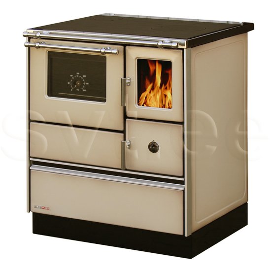 (image for) Woodburning cooker Alfa 70 with glass door beige left 7kW