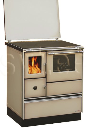(image for) Woodburning cooker Alfa 70 with glass door beige left 7kW - Click Image to Close
