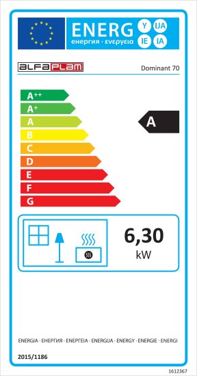 Puupliit Alfa 70 klaasuksega must vasakukäeline 7kW