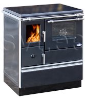 (image for) Woodburning cooker Alfa 70 with glass door black right 7kW