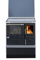 (image for) Woodburning cooker Alfa 70 with glass door black left 7kW