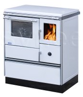 (image for) Woodburning cooker Alfa 70 with glass door white left 7kW