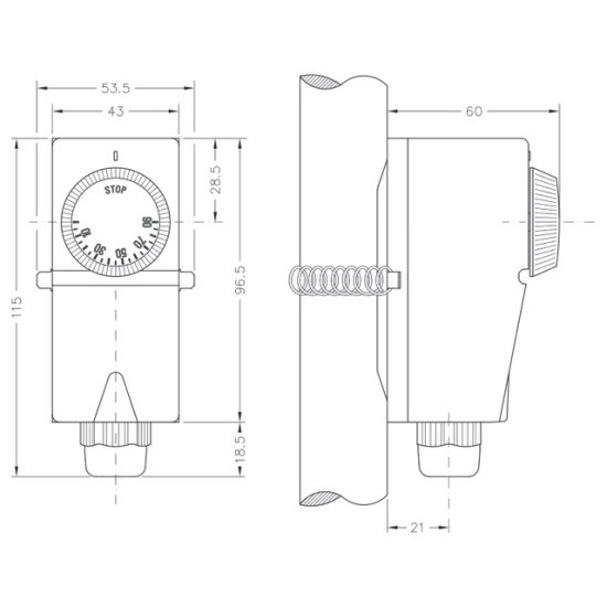 (pilt) Kontakttermostaat BB1-1000 20-90°C torupealne - Klõpsake pildil, et sulgeda
