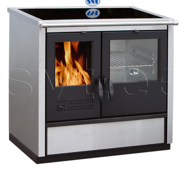 (image for) Woodburning cooker North Eco with ceramic cooktop right 9kW