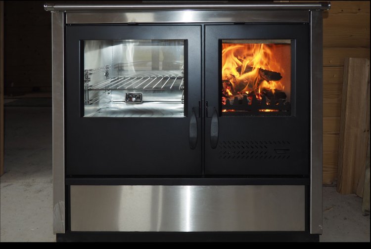 (image for) Woodburning cooker North Eco stainless steel lefthanded 9kW - Click Image to Close