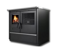 (image for) Woodburning cooker North Eco black w. ceramic cooktop right 9kW