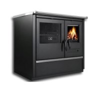 (image for) Woodburning cooker North Eco black w. ceramic cooktop left 9kW
