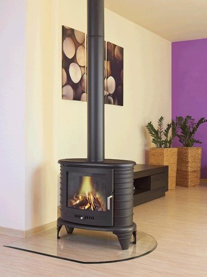 (image for) Cast iron fireplace Oval 9kW black - Click Image to Close