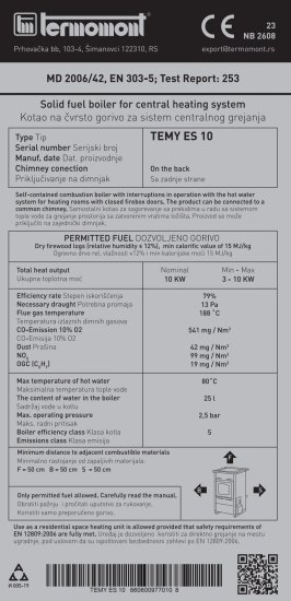 (image for) Centralheating cooker TEMY 10 white 10kW - Click Image to Close